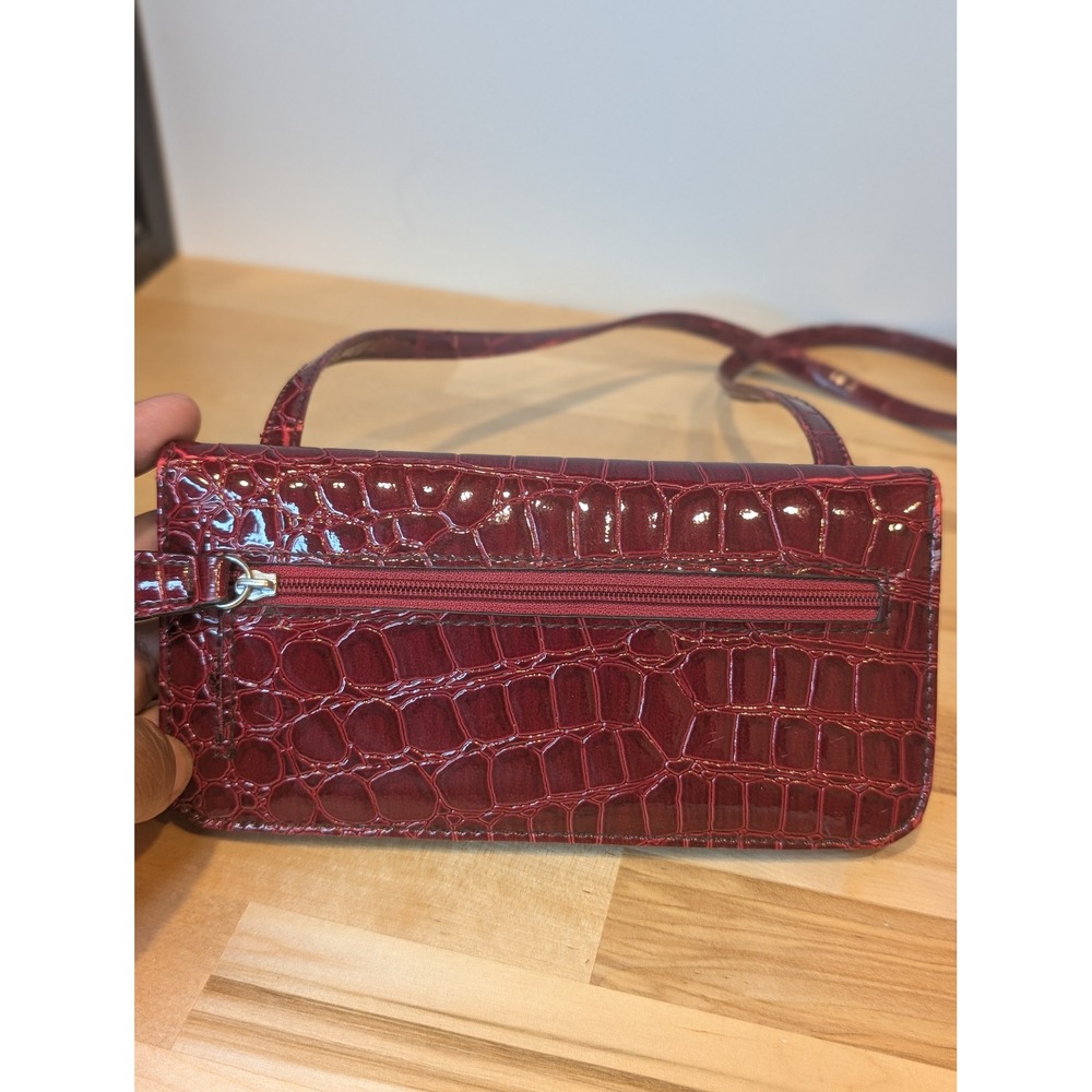 Jaclyn Smith‎ Burgundy Crocodile Embossed Crossbody Bag Purse Small - Picture 3 of 9